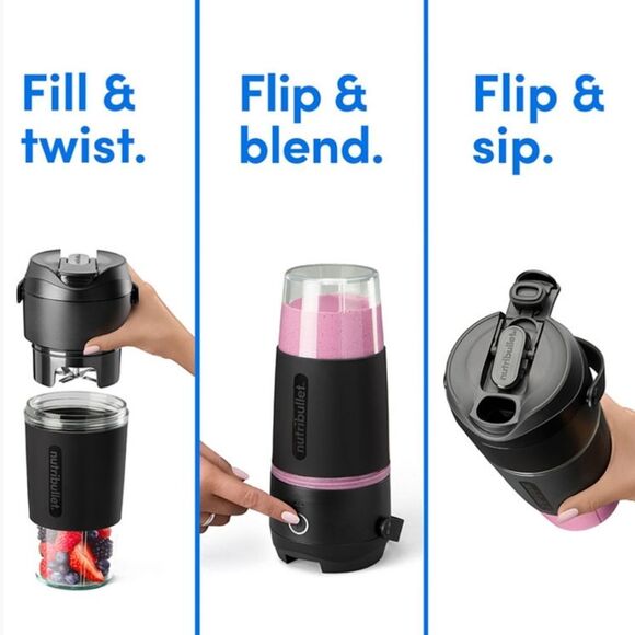 NutriBullet Flip Insulated Portable Blender- Black - Picture 3 of 15